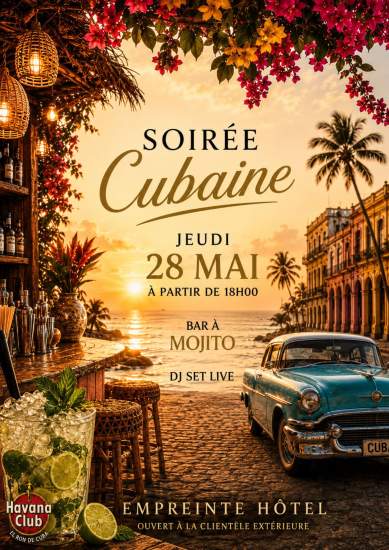 Soirée Cubaine Jeudi 28 Mai dès 18h