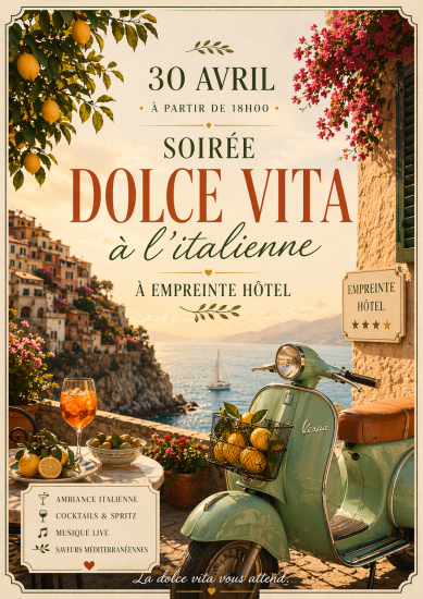 Soirée italienne à Empreinte Hôtel